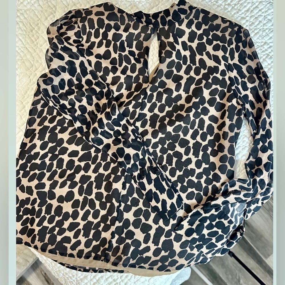 Ecru leopard print, silk blouse